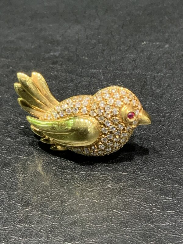 S1140 Brosche Vogel Spatz
