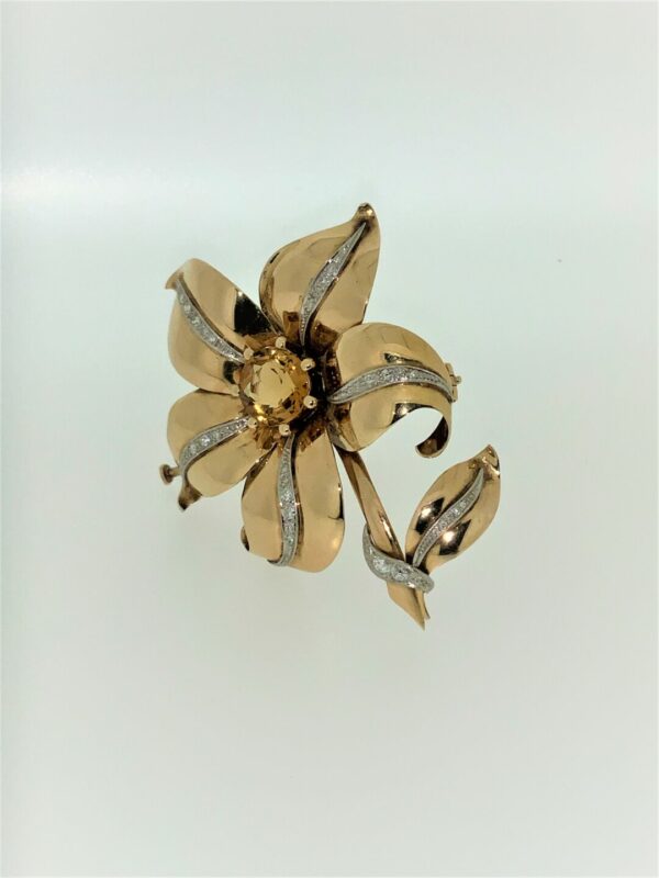 S1149 Brosche Blume Citrin