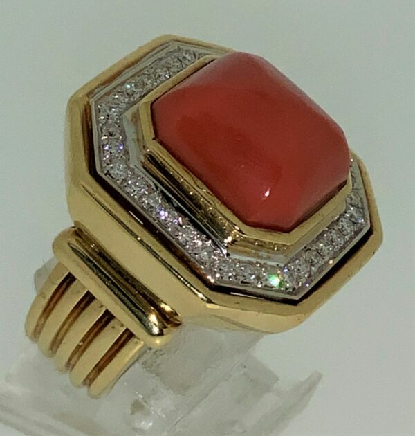 S1128 Ring Coralle mit Brillanten – Bild 3