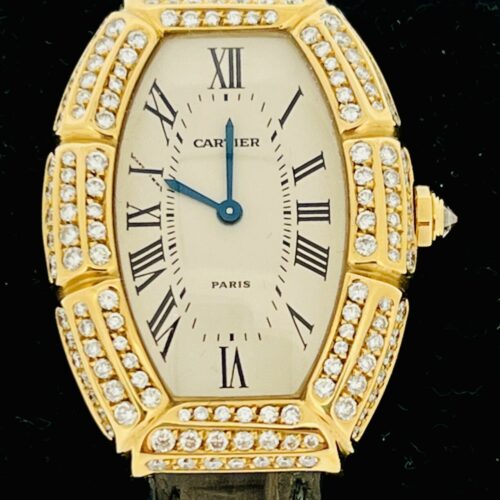 U1118 Cartier Tonneou Bamboo, Diamant Besatz ca. 2,3ct Top Wesselton VVSI