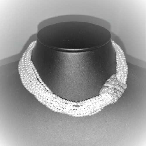 S1069 Collier Akoja Perlen mit Diamanten
