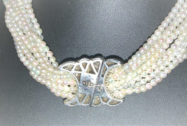 S1069 Collier Akoja Perlen mit Diamanten – Bild 3
