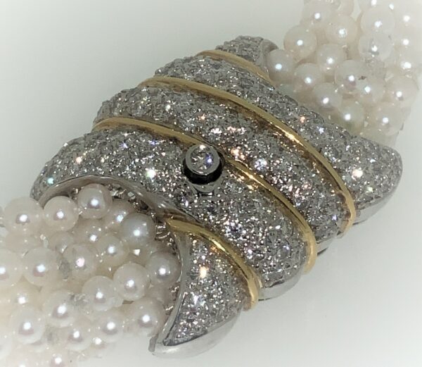 S1069 Collier Akoja Perlen mit Diamanten – Bild 4