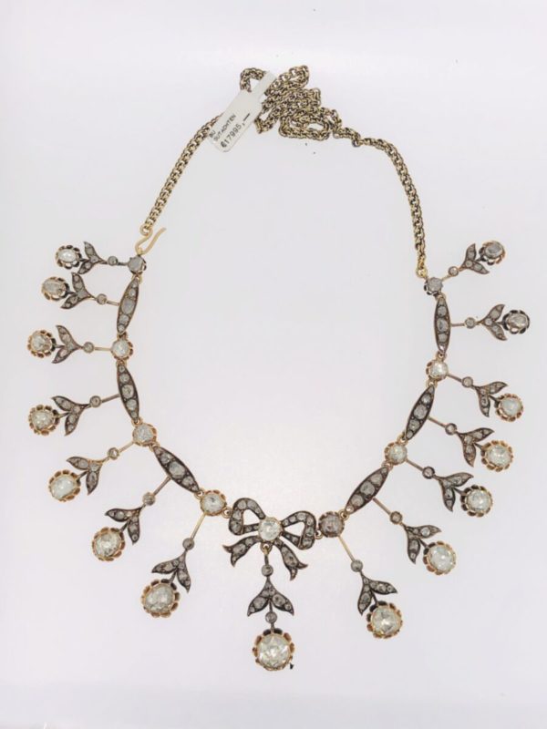 S1020 Collier Antik Rosenschliff Diamanten ca.12,85ct – Bild 2