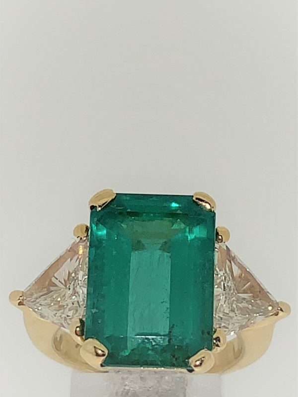 S1040 Ring Smaragd 8,54ct 2 Trillon 2,6ct. – Bild 2