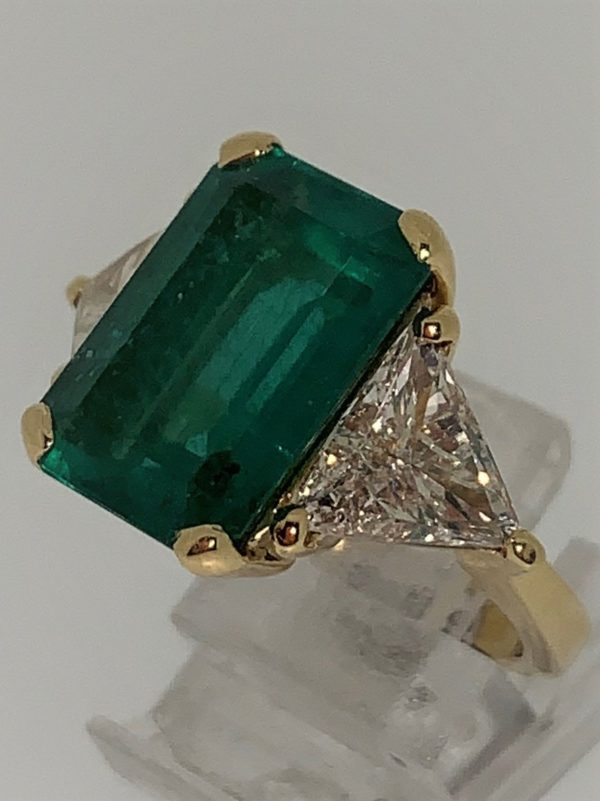 S1040 Ring Smaragd 8,54ct 2 Trillon 2,6ct. – Bild 3