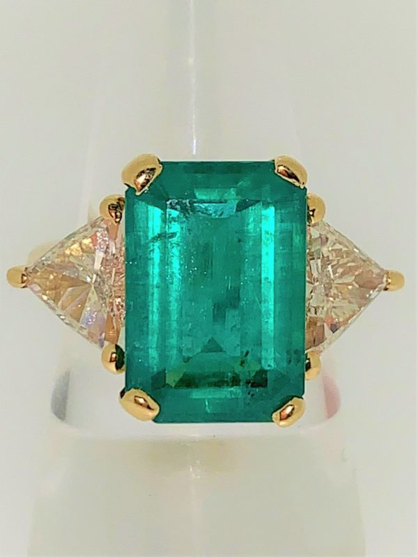 S1040 Ring Smaragd 8,54ct 2 Trillon 2,6ct. – Bild 4